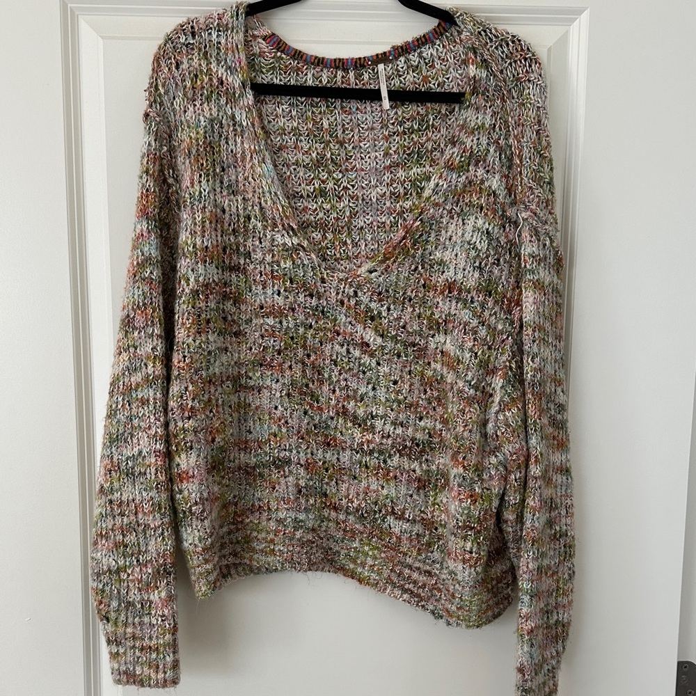 Free People Multicolor V-Neck Sweater